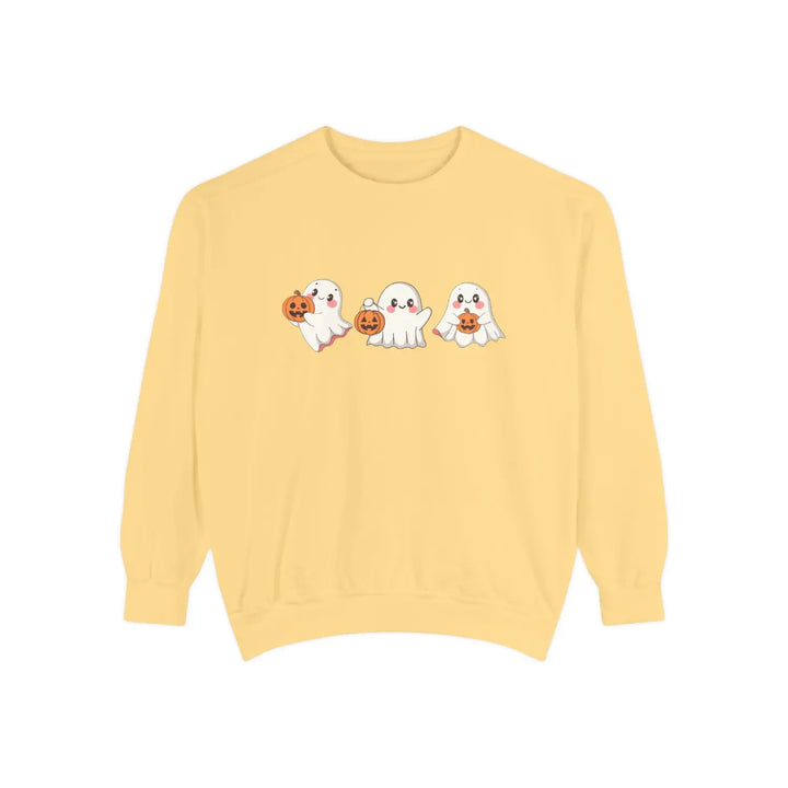 Halloween Ghosts Sweatshirt Cozy Unisex Fall Apparel Cute Ghost Design Gift Autumn Fashion Butter / S