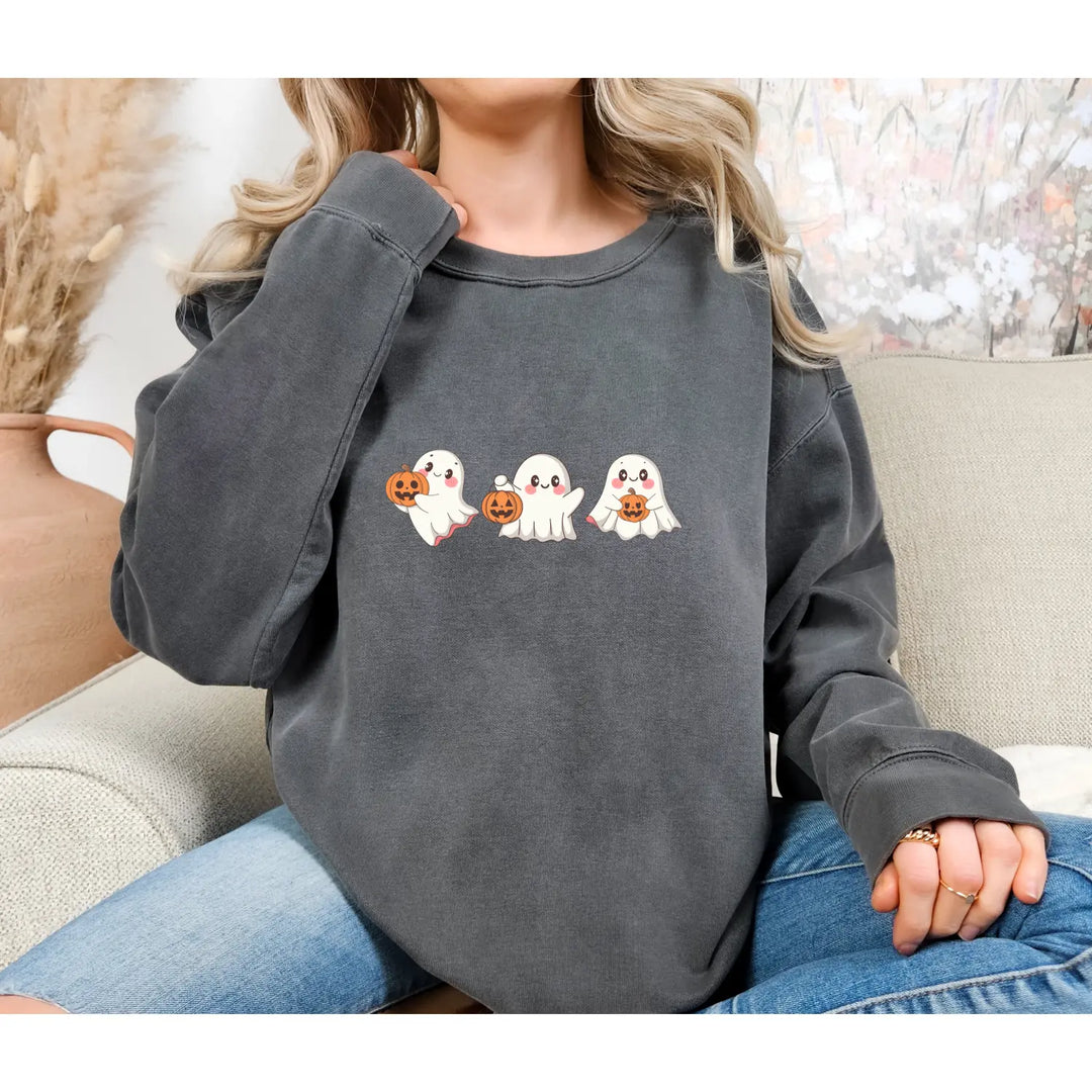 Halloween Ghosts Sweatshirt Cozy Unisex Sweater Fall Apparel Cute Ghost Design Gift Autumn Fashion Spooky Season Hoodie