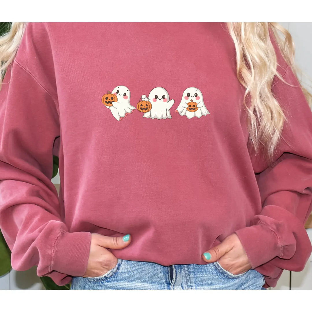 Halloween Ghosts Sweatshirt Cozy Unisex Sweater Fall Apparel Cute Ghost Design Gift Autumn Fashion Spooky Season Hoodie
