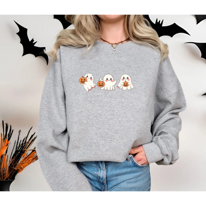 Halloween Ghosts Sweatshirt Cozy Unisex Sweater Fall Apparel Cute Ghost Design Gift Autumn Fashion Spooky Season Hoodie