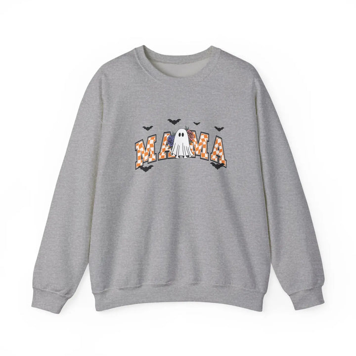 Halloween Mama Sweatshirt Cozy Crewneck for Moms Fall Fashion Apparel Spooky Season Outfit Sport Grey / S