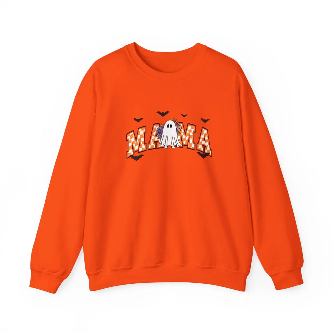 Halloween Mama Sweatshirt Cozy Crewneck for Moms Fall Fashion Apparel Spooky Season Outfit Orange / S
