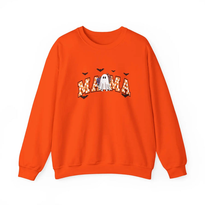 Halloween Mama Sweatshirt Cozy Crewneck for Moms Fall Fashion Apparel Spooky Season Outfit Orange / S