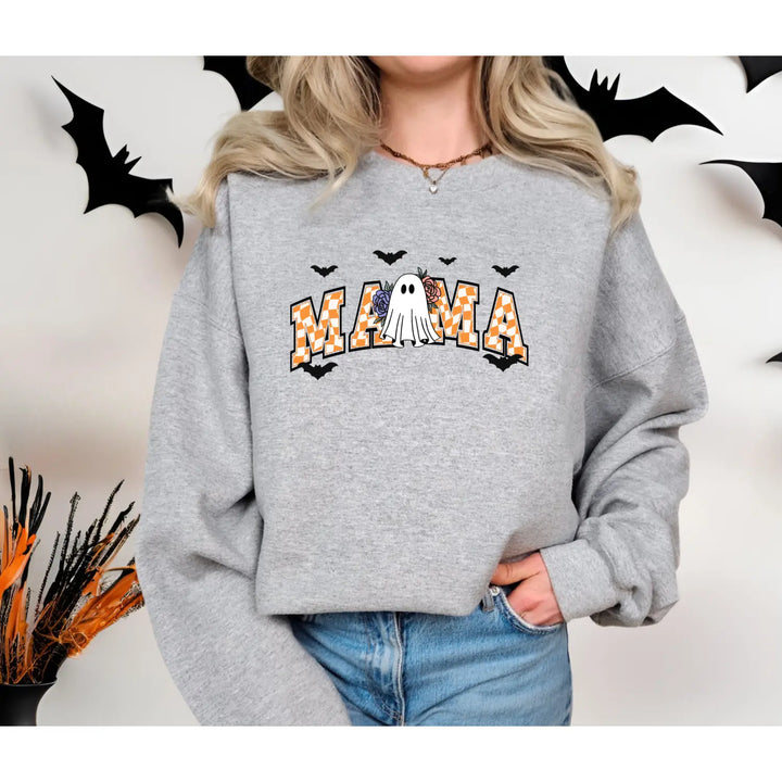 Halloween Mama Sweatshirt Cozy Crewneck for Moms Fall Fashion Apparel Spooky Season Outfit