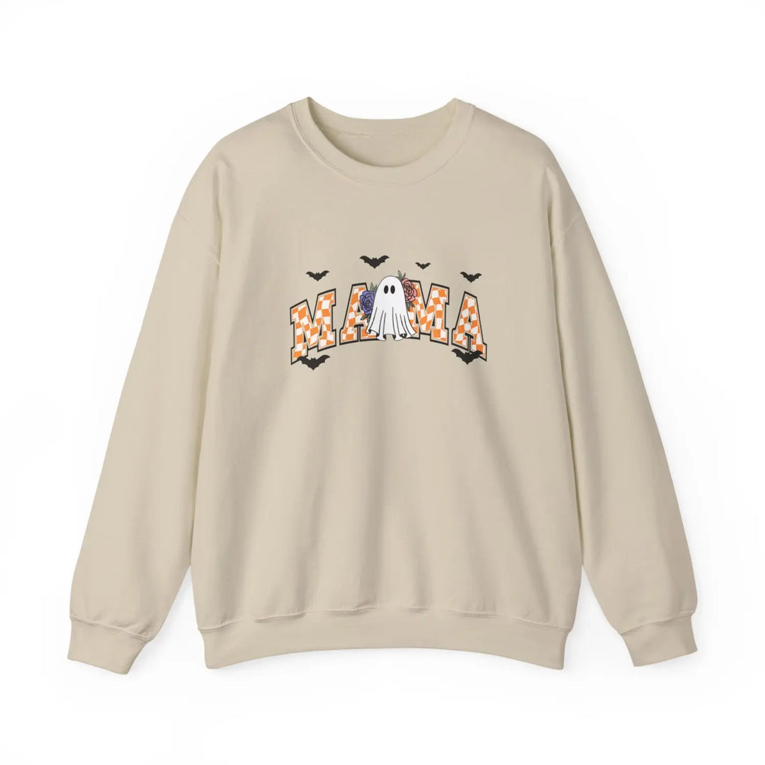 Halloween Mama Sweatshirt Cozy Crewneck for Moms Fall Fashion Apparel Spooky Season Outfit Sand / S