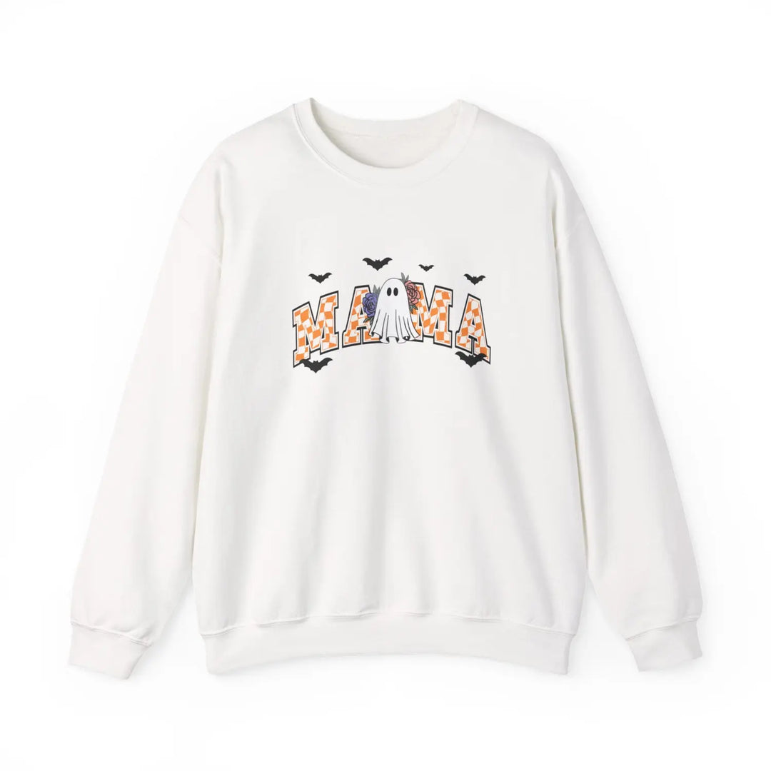Halloween Mama Sweatshirt Cozy Crewneck for Moms Fall Fashion Apparel Spooky Season Outfit White / S