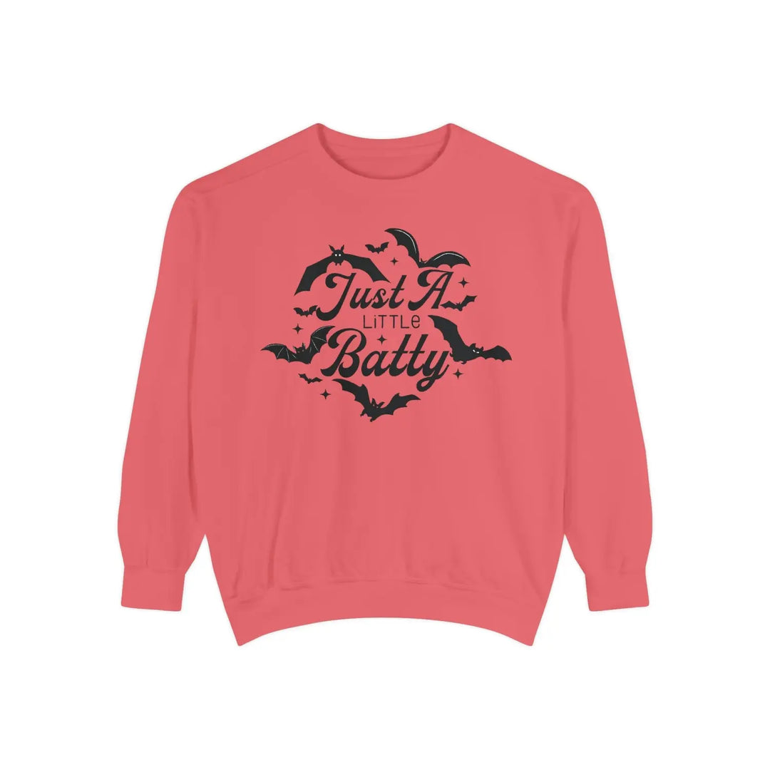 Halloween Unisex Sweatshirt Just a Little Batty Cozy Fall Apparel Cute Spooky Top Gift for Lovers Comfortable Bat