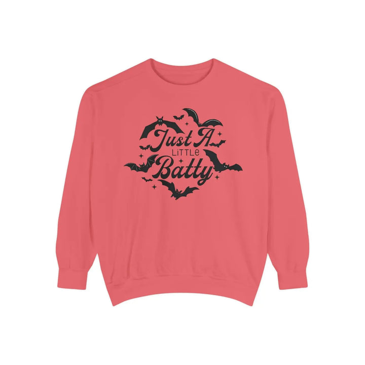 Halloween Unisex Sweatshirt Just a Little Batty Cozy Fall Apparel Cute Spooky Top Gift for Lovers Comfortable Bat