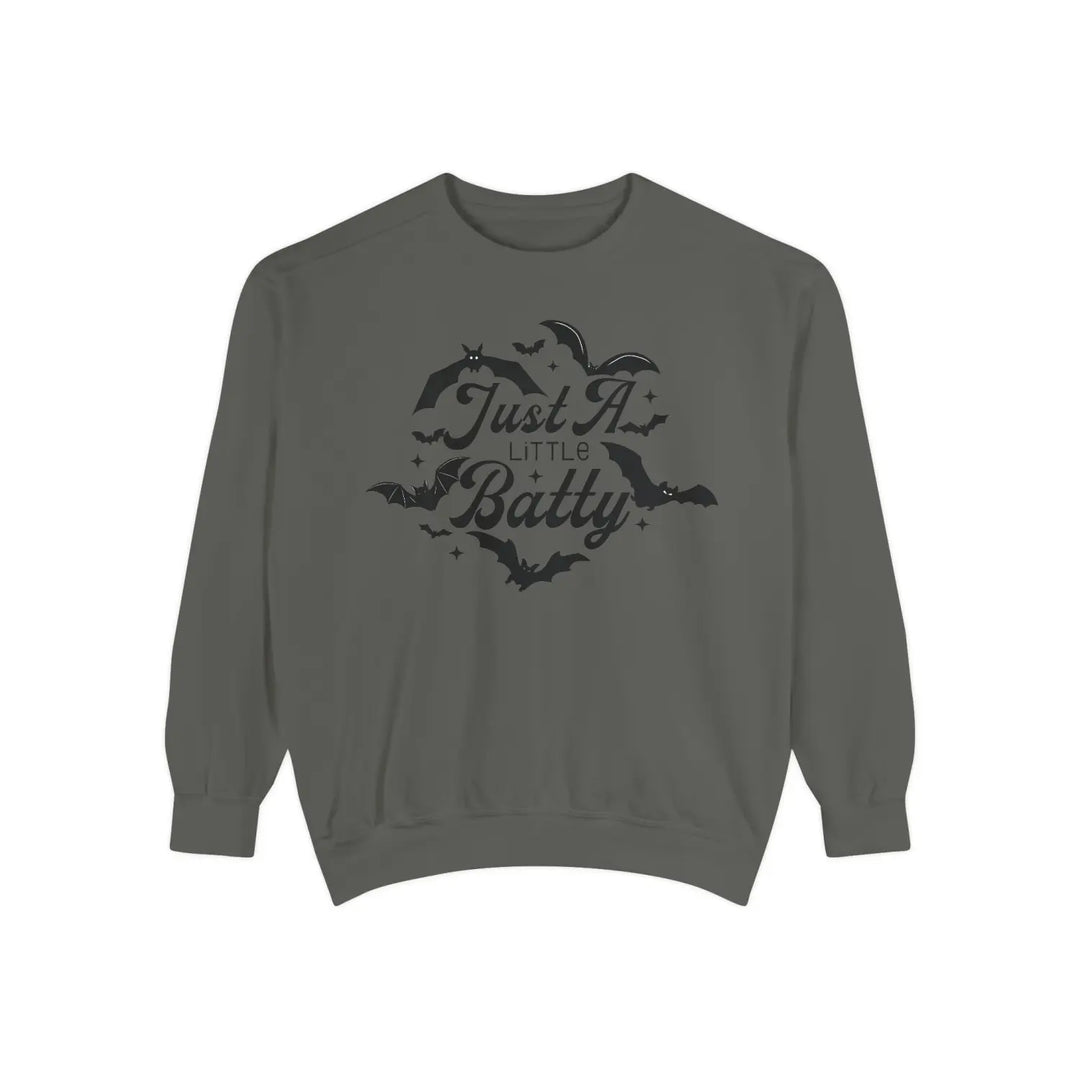 Halloween Unisex Sweatshirt Just a Little Batty Cozy Fall Apparel Cute Spooky Top Gift for Lovers Comfortable Bat