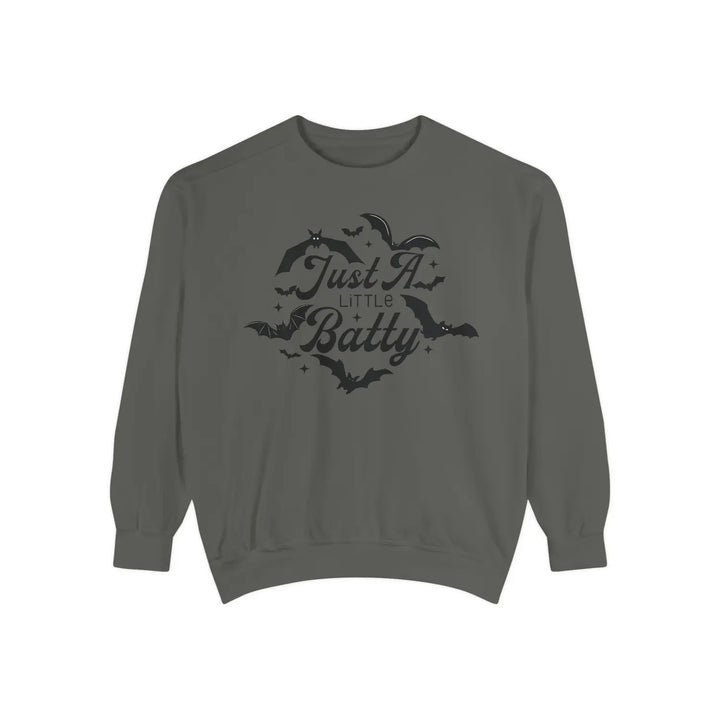 Halloween Unisex Sweatshirt Just a Little Batty Cozy Fall Apparel Cute Spooky Top Gift for Lovers Comfortable Bat