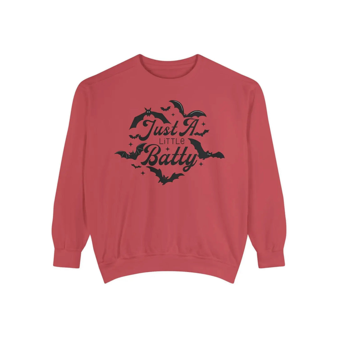 Halloween Unisex Sweatshirt Just a Little Batty Cozy Fall Apparel Cute Spooky Top Gift for Lovers Comfortable Bat