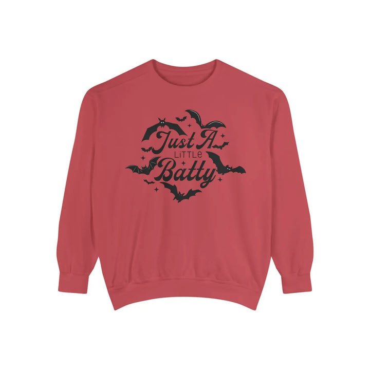 Halloween Unisex Sweatshirt Just a Little Batty Cozy Fall Apparel Cute Spooky Top Gift for Lovers Comfortable Bat