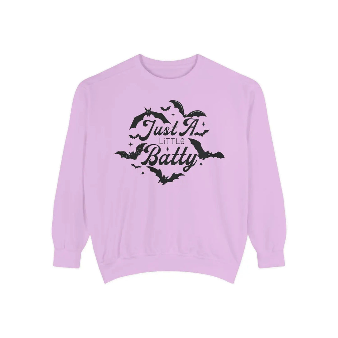 Halloween Unisex Sweatshirt Just a Little Batty Cozy Fall Apparel Cute Spooky Top Gift for Lovers Comfortable Bat