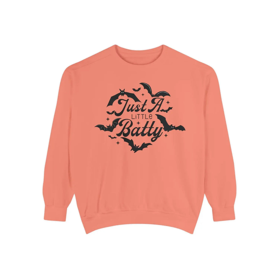 Halloween Unisex Sweatshirt Just a Little Batty Cozy Fall Apparel Cute Spooky Top Gift for Lovers Comfortable Bat