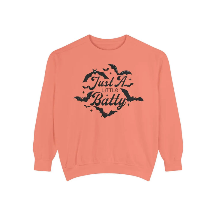 Halloween Unisex Sweatshirt Just a Little Batty Cozy Fall Apparel Cute Spooky Top Gift for Lovers Comfortable Bat