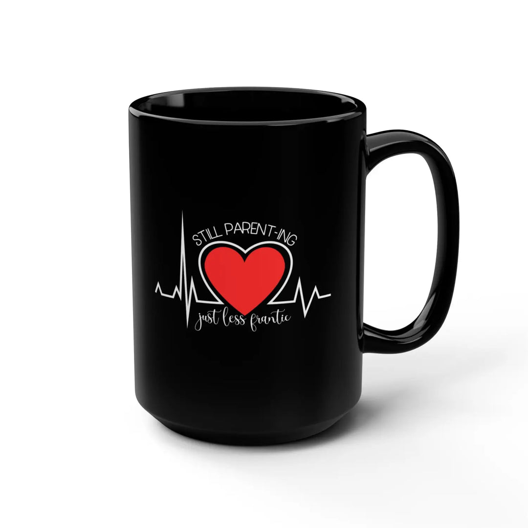 Heartfelt Black Mug for Parents Coffee Lovers Gifts Valentine’s Day Heartbeat Design - 15oz