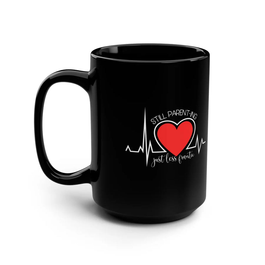 Heartfelt Black Mug for Parents Coffee Lovers Gifts Valentine’s Day Heartbeat Design - 15oz