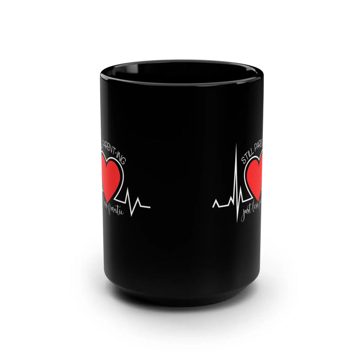 Heartfelt Black Mug for Parents Coffee Lovers Gifts Valentine’s Day Heartbeat Design - 15oz