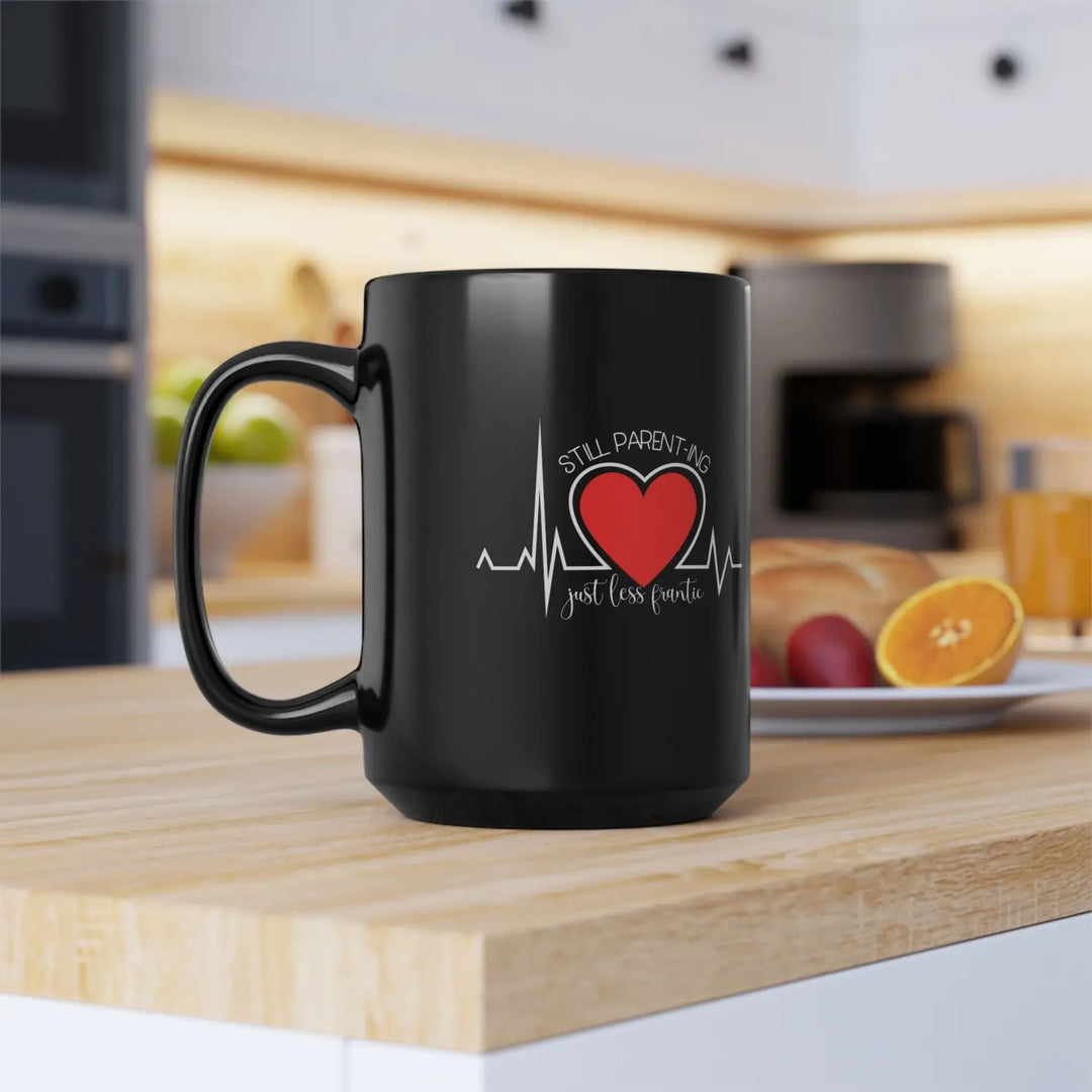 Heartfelt Black Mug for Parents Coffee Lovers Gifts Valentine’s Day Heartbeat Design - 15oz