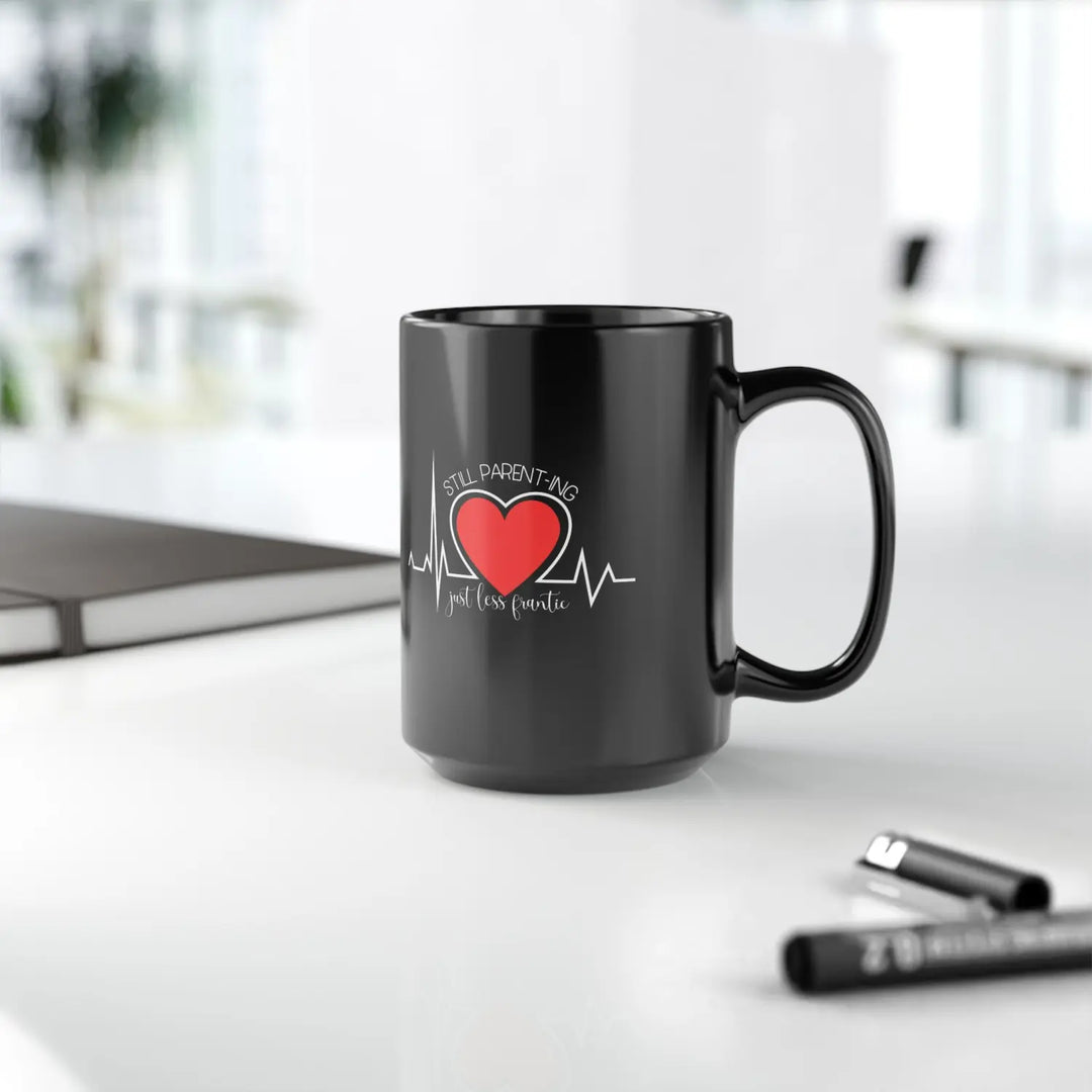 Heartfelt Black Mug for Parents Coffee Lovers Gifts Valentine’s Day Heartbeat Design - 15oz
