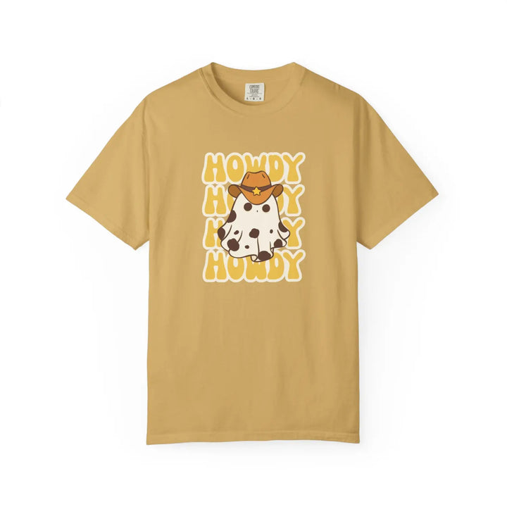 Howdy Cow Graphic T Shirt Unisex Friendly Tees Casual Summer Wear Funny Farm Animal Gift Mustard / S