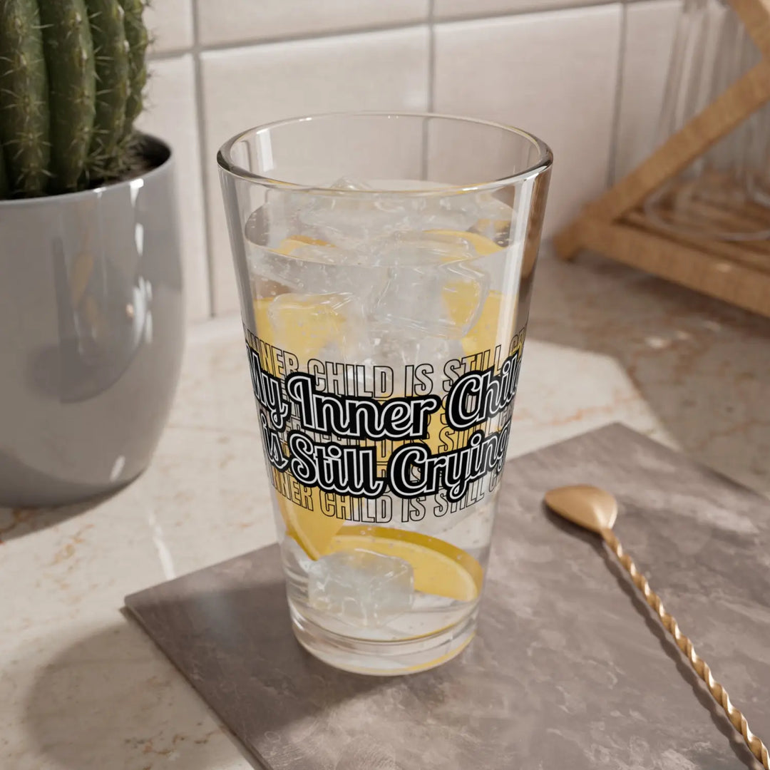 Inner Child PintGlass Hilarious Mixing Glass Fun Gift Cocktail Lovers Unique Barware Nostalgic Decor Humor Self-Care