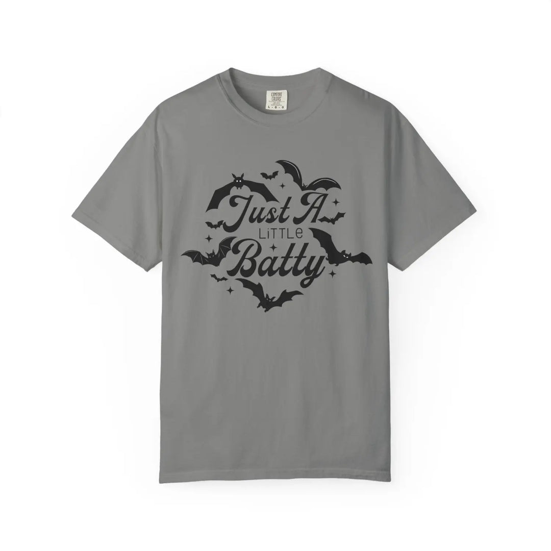 Just A Little Batty T Shirt Unisex Spooky Tee Halloween Cute Bat Graphic Fun Gift for Lovers shirt Lover Granite / S