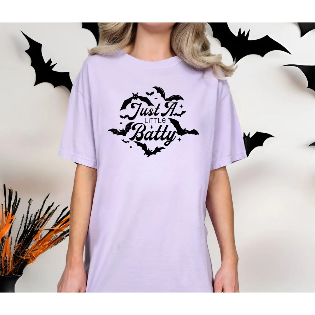 Just A Little Batty T Shirt Unisex Spooky Tee Halloween Cute Bat Graphic Fun Gift for Lovers shirt Lover