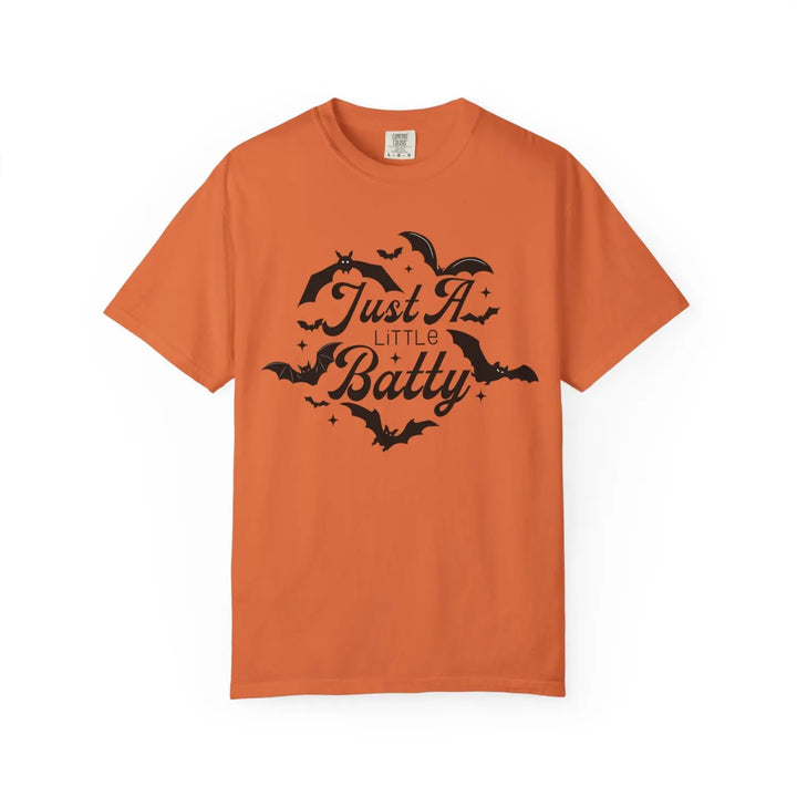 Just A Little Batty T Shirt Unisex Spooky Tee Halloween Cute Bat Graphic Fun Gift for Lovers shirt Lover Burnt Orange