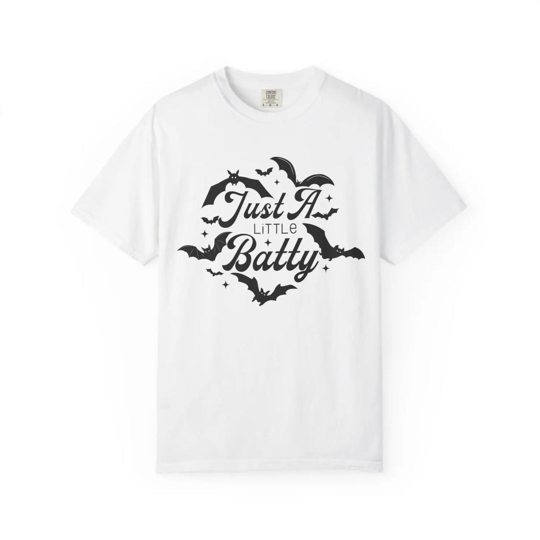 Just A Little Batty T Shirt Unisex Spooky Tee Halloween Cute Bat Graphic Fun Gift for Lovers shirt Lover White / S