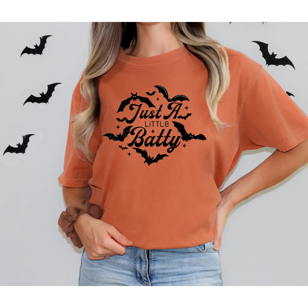 Just A Little Batty T Shirt Unisex Spooky Tee Halloween Cute Bat Graphic Fun Gift for Lovers shirt Lover