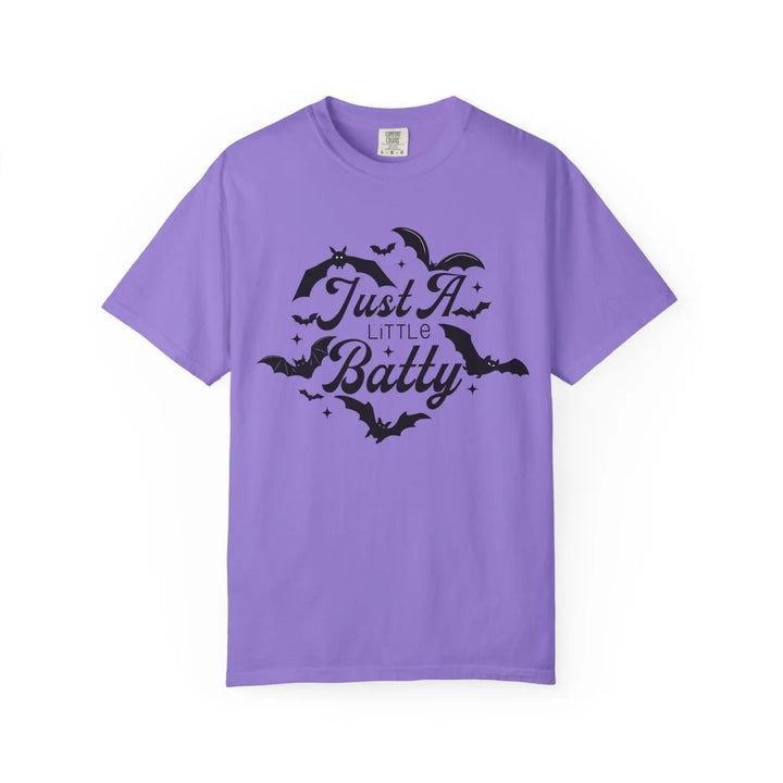 Just A Little Batty T Shirt Unisex Spooky Tee Halloween Cute Bat Graphic Fun Gift for Lovers shirt Lover Violet / S