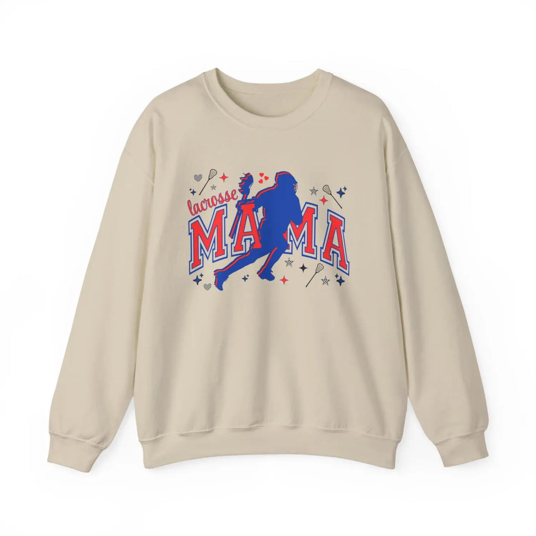 Lacrosse Mama Sweatshirt Unisex Crewneck Sports Apparel Gift for Athletic Moms Casual Wear Team Spirit Clothing Sand / S