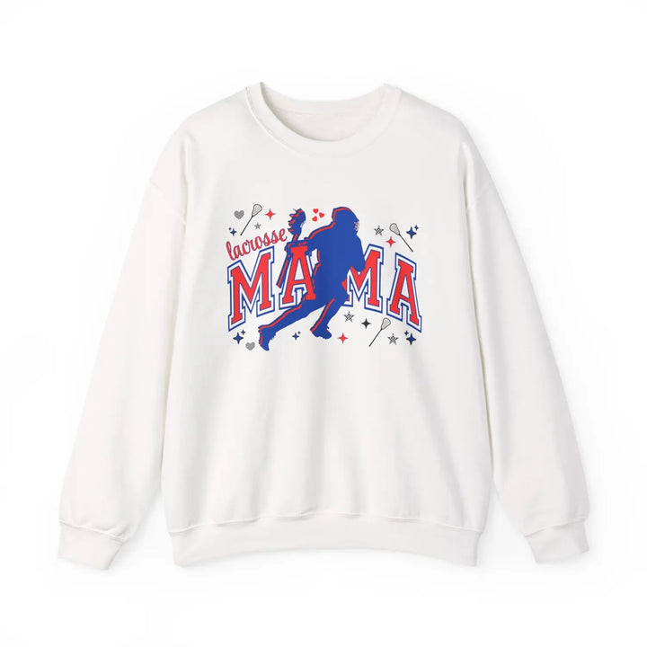 Lacrosse Mama Sweatshirt Unisex Crewneck Sports Apparel Gift for Athletic Moms Casual Wear Team Spirit Clothing White