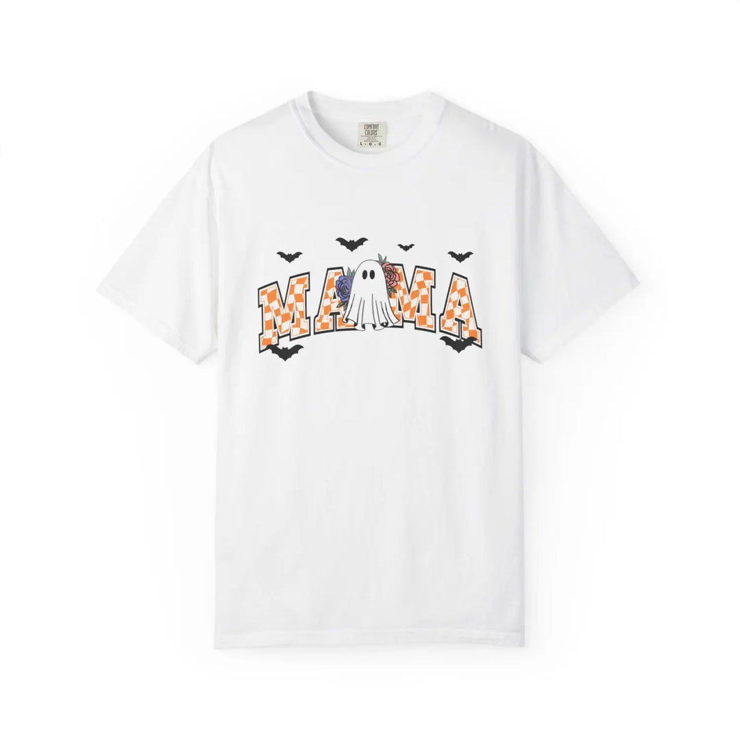 Mama Ghost Halloween T Shirt Spooky Apparel Fall Fashion Gift for Moms Trick or Treat Boo tiful Tee White / S
