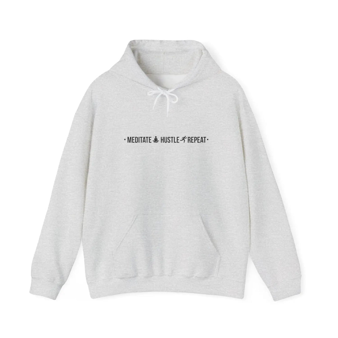Meditate Hustle Repeat Hoodie - Cozy Sweatshirt for Mindfulness & Motivation Unisex Gift Wellness Lovers Perfect