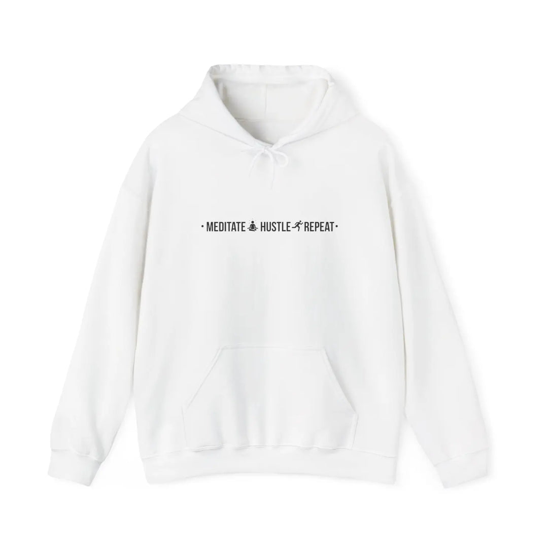 Meditate Hustle Repeat Hoodie - Cozy Sweatshirt for Mindfulness & Motivation Unisex Gift Wellness Lovers Perfect