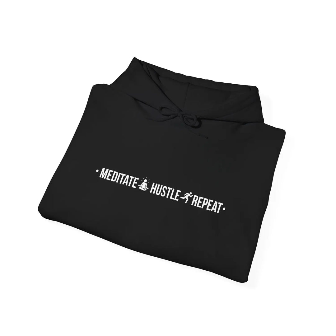 Meditate Hustle Repeat Hoodie - Cozy Sweatshirt for Mindfulness & Motivation Unisex Gift Wellness Lovers Perfect