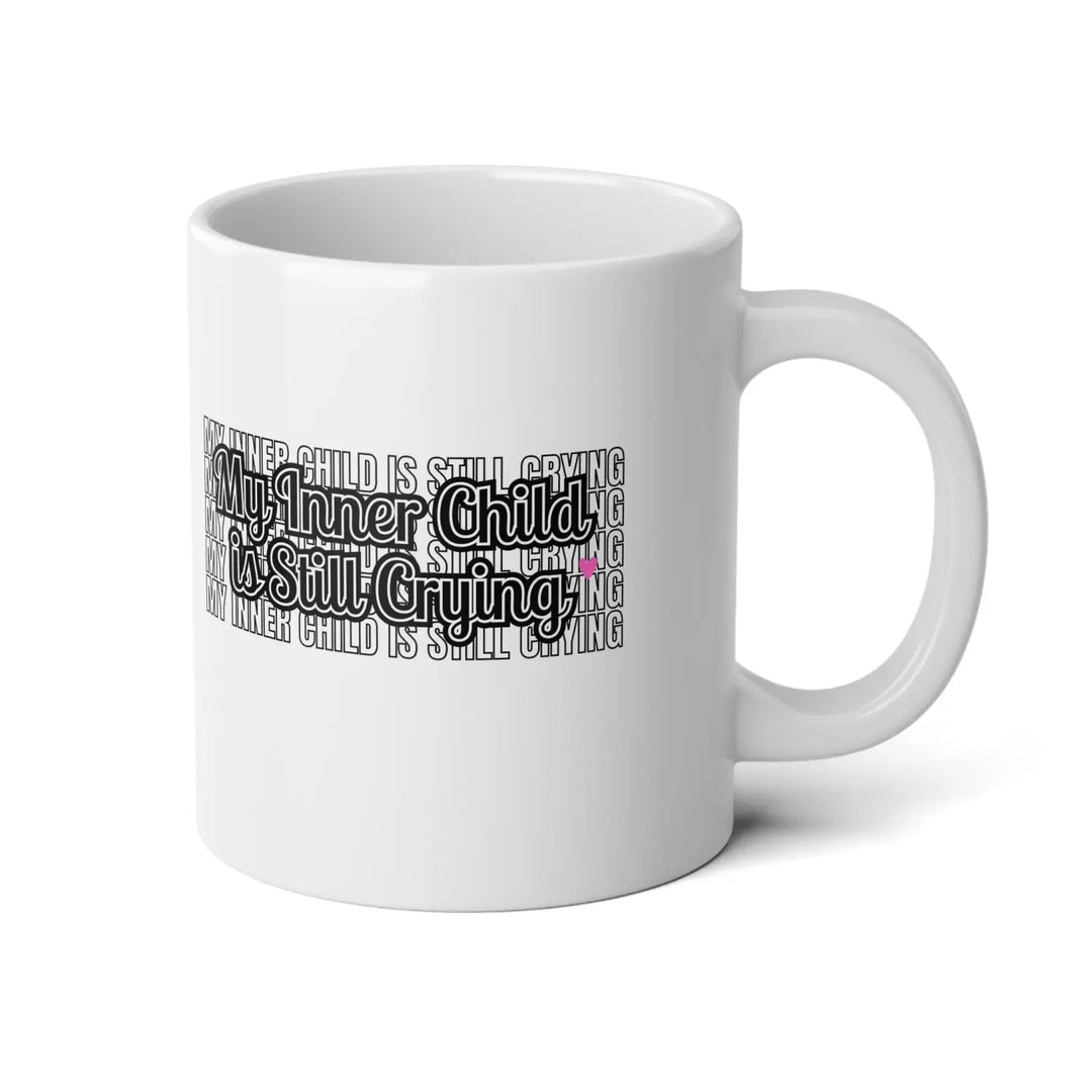 My Inner Child is Stirring Jumbo Mug 20oz - Motivational Coffee Cup Unique Gift for Parents Fun Beverage Lovers - White