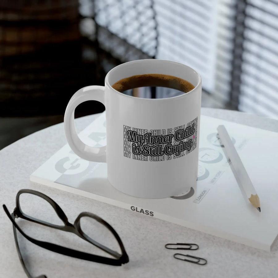 My Inner Child is Stirring Jumbo Mug 20oz - Motivational Coffee Cup Unique Gift for Parents Fun Beverage Lovers - White