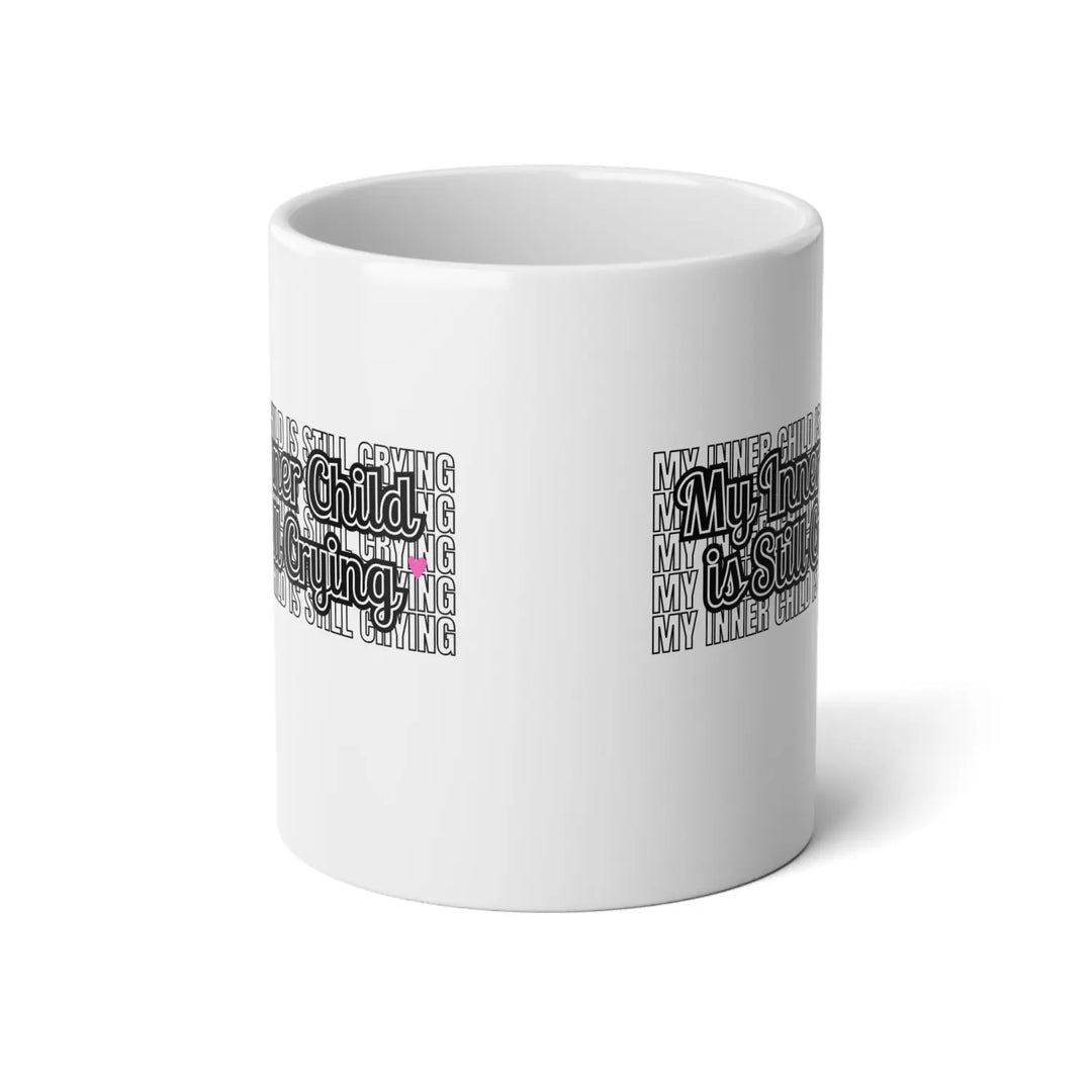 My Inner Child is Stirring Jumbo Mug 20oz - Motivational Coffee Cup Unique Gift for Parents Fun Beverage Lovers - White