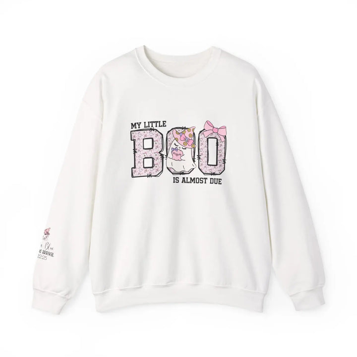 My Little Boo Pregnancy Sweatshirt Maternity Gift Baby Shower Apparel Cute Mama Halloween Announcement Pink White / S