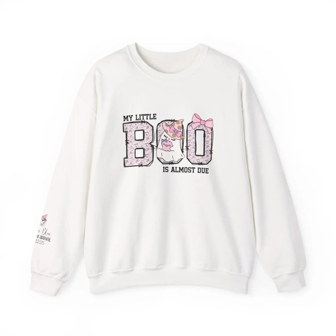 My Little Boo Pregnancy Sweatshirt Maternity Gift Baby Shower Apparel Cute Mama Halloween Announcement Pink White / S