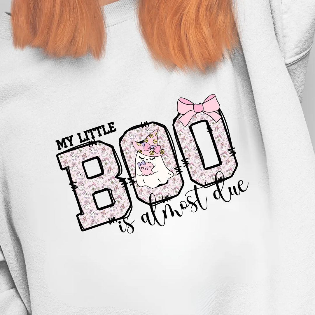 My Little Boo Pregnancy Sweatshirt Maternity Gift Baby Shower Apparel Cute Mama Halloween Announcement Pink
