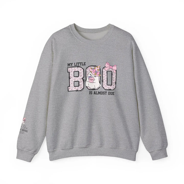 My Little Boo Pregnancy Sweatshirt Maternity Gift Baby Shower Apparel Cute Mama Halloween Announcement Pink Sport Grey