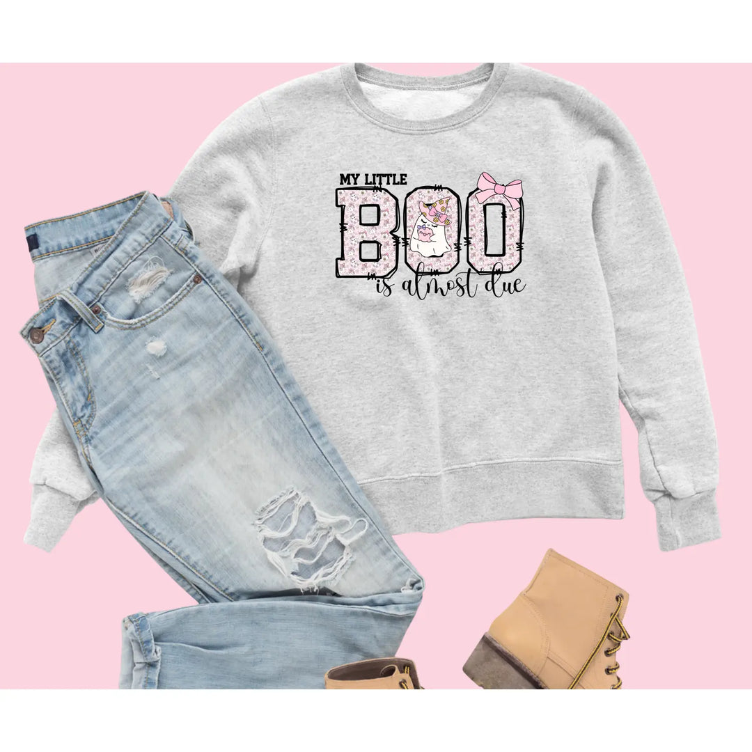 My Little Boo Pregnancy Sweatshirt Maternity Gift Baby Shower Apparel Cute Mama Halloween Announcement Pink