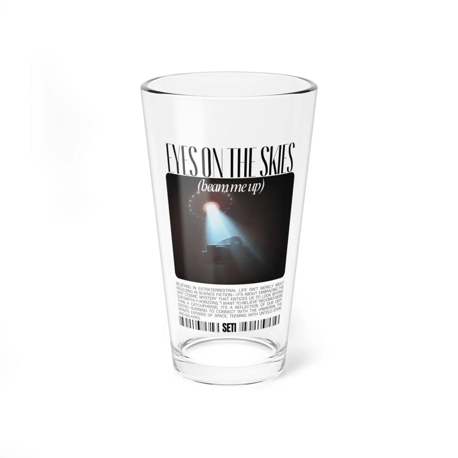 Eyes on The Skies Mixing Glass 16oz - Universe Mysteries Abstract Design - Science Lovers Gift for Alien Collectors