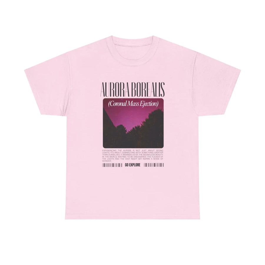 Northern Lights Graphic T Shirt with Celestial Nature Design - Light Pink / S - T-Shirt