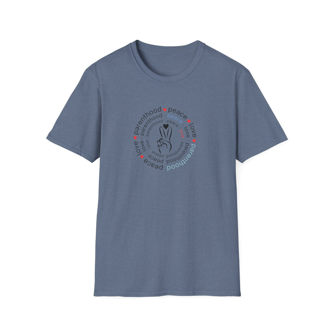 Peace Love and Parenthood T-Shirt Humorus Parenting Life Tees Teenage Parent Gift Fun COnversation Starter - Heather
