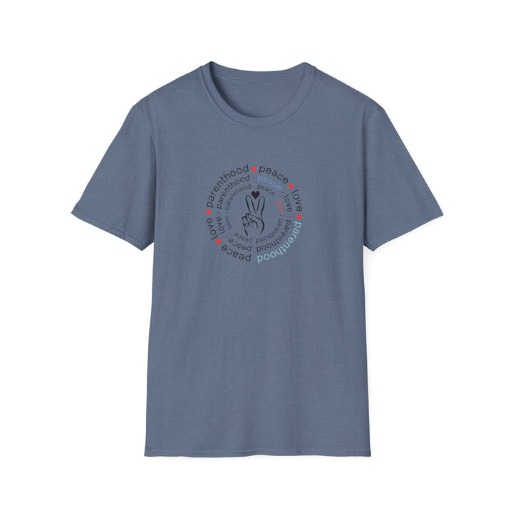 Peace Love and Parenthood T-Shirt Humorus Parenting Life Tees Teenage Parent Gift Fun COnversation Starter - Heather